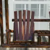Log Design Adirondack Swing Chair Outdoor 2-Seat Freestanding Solid Wood Dark Brown