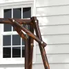 Log Design Adirondack Swing Chair Outdoor 2-Seat Freestanding Solid Wood Dark Brown
