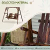 Log Design Adirondack Swing Chair Outdoor 2-Seat Freestanding Solid Wood Dark Brown