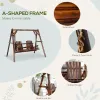 Log Design Adirondack Swing Chair Outdoor 2-Seat Freestanding Solid Wood Dark Brown