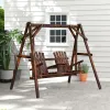 Log Design Adirondack Swing Chair Outdoor 2-Seat Freestanding Solid Wood Dark Brown