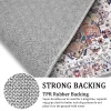 Boho Bluish Kitchen Rug Sets 3 Piece with Runner Non Slip Mats Washable Kitchen Mats for Floor Thick Mats