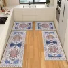 Boho Bluish Kitchen Rug Sets 3 Piece with Runner Non Slip Mats Washable Kitchen Mats for Floor Thick Mats