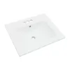 Ceramic Rectangle Vanity Top Sink Single Bowl bathroom Basin in Glossy White with Overflow Hole and Single or Triple Faucet Holes(24 in. x 20in.)