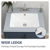 Ceramic Rectangle Vanity Top Sink Single Bowl bathroom Basin in Glossy White with Overflow Hole and Single or Triple Faucet Holes(24 in. x 20in.)