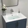 Ceramic Rectangle Vanity Top Sink Single Bowl bathroom Basin in Glossy White with Overflow Hole and Single Faucet 20 x 24in