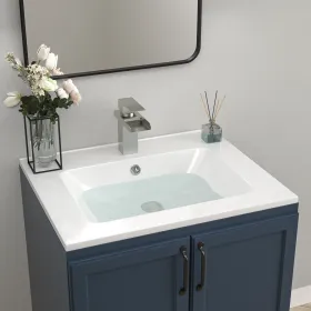 Ceramic Rectangle Vanity Top Sink Single Bowl bathroom Basin in Glossy White with Overflow Hole and Single Faucet 20 x 24in