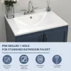 Ceramic Rectangle Vanity Top Sink Single Bowl bathroom Basin in Glossy White with Overflow Hole and Single or Triple Faucet Holes(24 in. x 20in.)