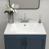 Ceramic Rectangle Vanity Top Sink Single Bowl bathroom Basin in Glossy White with Overflow Hole and Single or Triple Faucet Holes(24 in. x 20in.)