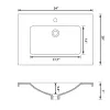 Ceramic Rectangle Vanity Top Sink Single Bowl bathroom Basin in Glossy White with Overflow Hole and Single Faucet 20 x 24in