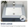 Ceramic Rectangle Vanity Top Sink Single Bowl bathroom Basin in Glossy White with Overflow Hole and Single Faucet 20 x 24in
