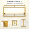 White and Gold Coffee Table 2-Tier Center Table with Storage Shelf
