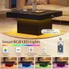 Coffee Table Accent Table with LED Lights and Dynamic Modes Black