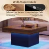Coffee Table Accent Table with LED Lights and Dynamic Modes, Rustic Brown