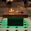 Coffee Table Accent Table with LED Lights and Dynamic Modes, Rustic Brown