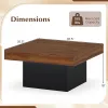 Coffee Table Accent Table with LED Lights and Dynamic Modes, Rustic Brown