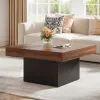Coffee Table Accent Table with LED Lights and Dynamic Modes, Rustic Brown