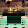 Coffee Table Accent Table with LED Lights and Dynamic Modes Black