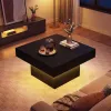 Coffee Table Accent Table with LED Lights and Dynamic Modes Black