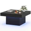 Coffee Table Accent Table with LED Lights and Dynamic Modes Black