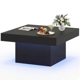 Coffee Table Accent Table with LED Lights and Dynamic Modes Black