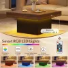 Coffee Table Accent Table with LED Lights and Dynamic Modes, Rustic Brown