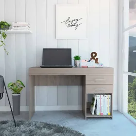 Lt Gray Finish,Computer Desk Limestone, Two Drawers
