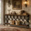 Brown with Black Metal Console, sofa table, entrance table, decorative table, storage table,