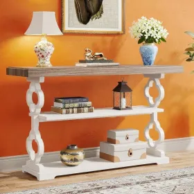 Console Table Entryway Accent Table White/Gray