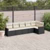 Garden Sofa Set Black PE Rattan Large Adjustable Feet