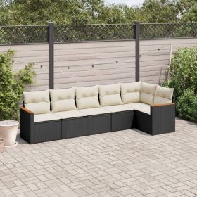 Garden Sofa Set Black PE Rattan Large Adjustable Feet