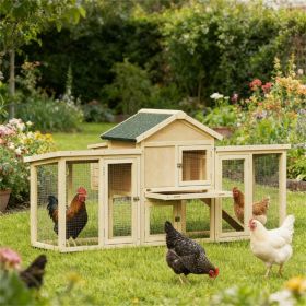 80.3" L x 33.5" W x 36.6" H Wooden Chicken Coop Chicken Cage