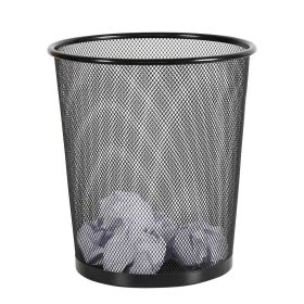 Mesh Waste Basket Black Steel, 3 Gallon, Nonslip Base, Fingerprint-Resistant, Indoor Mesh Trash Can