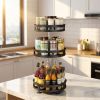 Space Saving 3-Tier Rotating Spice Rack Organizer – Carbon Steel 360° Metal Turntable, Multifunctional Kitchen Seasoning & Condiment Storage Rack