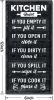 Hanging Kitchen Rules Wood Decor Sign, Rustic Kitchen Wooden Signs, Printed Wood Wall Art Sign, Kitchen Door Rules