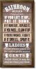 Rustic Bathroom Decor Rules Wood Sign, Frame Western Bathrooms Decors, Farmhouse Bathroom Décor, Door Rules Décor Sign