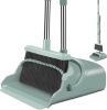 Upgrade Broom and Dustpan Set, Large Size and with Long Handle, Upright, Indoor Outdoor (Green)
