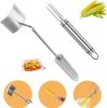 (2Pcs) Newly Upgraded Stainless Steel Corn Stripping Tool, Corn Holder, The Curved Design Fits Perfectly with the Corn Stripping Corn Faster