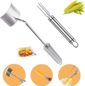 (2Pcs) Newly Upgraded Stainless Steel Corn Stripping Tool, Corn Holder, The Curved Design Fits Perfectly with the Corn Stripping Corn Faster