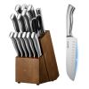 Kitchen Knife Set with Block and Sharpener, 15 Piece German High Carbon Stainless Steel Sharp Knife Set