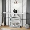 Mirrored Console Table, Modern Silver Sofa Table with O-Shaped Base