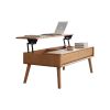 Elevating Center Table Low Table 100% Solid Oak Wood Top Plate Desk Coffee Table Width 120 x Depth 65 x Height 45 cm Study Desk