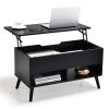 Black 31.5 Inch Lift-Top Coffee Table with Hidden Storage and 2 Open Shelves
