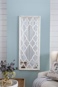 White 24" x 60" Distressed White Floor Mirror, Full Body Mirror for Bathroom Bedroom Living Room