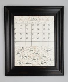 Black Organizer, Dry Erase Calendar Board Framed Medium Contrast Home and Office organization
