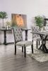 Classic Antique Black / Light Gray Set of 2 Side Chairs Button Tufted Linen Like Fabric Solid wood Chair Upholstered