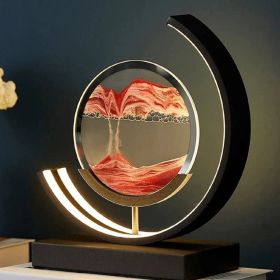 Moving Sand Art Picture with LED; 3D Round Sand Picture Lamp 3 Colors Art Light with Stand Relaxing Desktop Home Decor and Office