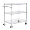 Kitchen Utility Cart, 3 Tiers, Wire Rolling Cart with 661LBS Capacity, 80mm Deep Basket Curved Handle 6 Hooks, for Indoor and Outdoor Use