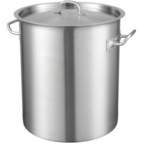 Stainless Steel Stockpot, 42 Quart Large Cooking Pots, Multipurpose Cookware Sauce Pot with Lid & Handle, Heavy Duty Commercial Grade Stock Pot