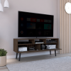 Tv Stand for TV´s up 52", Three Open Shelves, Two Flexible Drawers, Dark Walnut